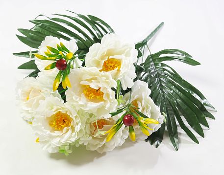 Пион с листом пальмы 7 цветков от магазина KALINA являющийся официальным дистрибьютором в России 