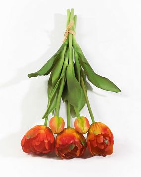 Букет открытых тюльпанов 3+2 оранжевые от магазина KALINA являющийся официальным дистрибьютором в России 