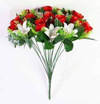Роза с лилией 18 цветков от магазина KALINA являющийся официальным дистрибьютором в России 